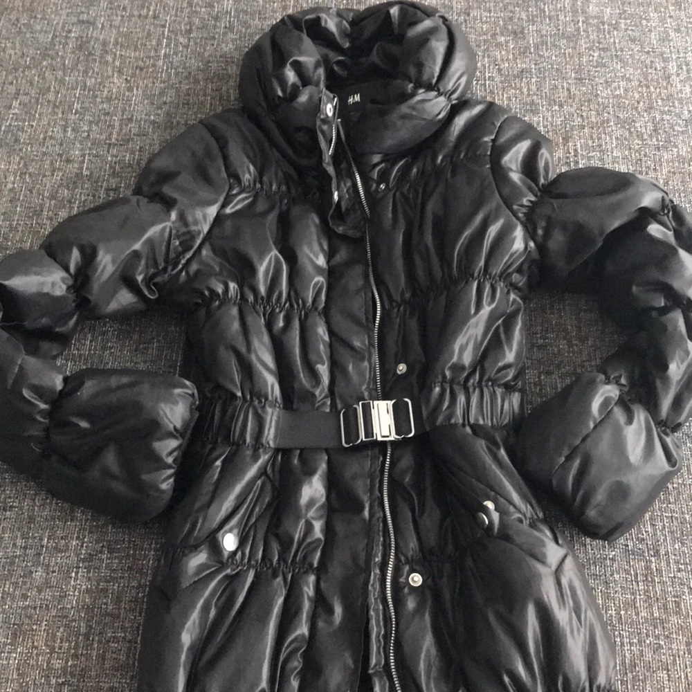 HM Long Belted Puff Jacket size 4